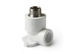 Уголок комбинированный с креплением PPR 25 mm x 1/2" НР Aqua