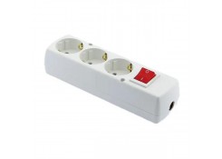 Колодка розеточная 3 гнезда 2P+E 16А 250В с выключателем белая 1000kW