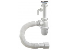 Сифон для умывальника 1 1/4 х 40 мм с удлинённым патрубком, с отводом,с гибкой трубой 40х40/50 Orio