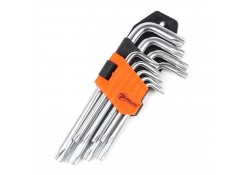 Набор шестигранных TORX ключей Polax Г-образных, 9 предметов, Т10-Т50, Cr-V (25-007)