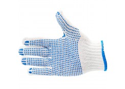 Перчатки универсальные трикотажные белые с ПВХ рисунком C11101