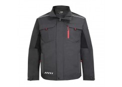 Куртка рабочая, XL, 60% хлопок / 40% полиэстер (твил), цвет серый/черный/красный, Profmet