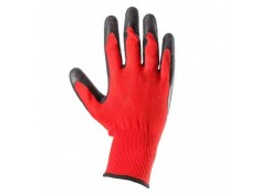 Перчатки из полиэст красные покр черный вспен латекс неполн облив вяз манжета 10 "(L) Profmet