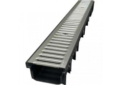 Комплект водоотводного желоба ECO NOR с решеткой из оцинкованной стали-А15 - 1000х130х80