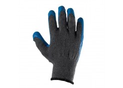 Перчатки из хлопка и полиэстера серые, синий вспененный латекс, вязаная манжета10"(L) Profmet