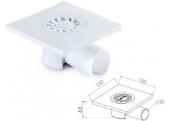 Трап для душа горизонтальный d50 решетка пласт. 150х150 мм, NOVA