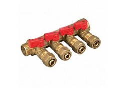 Распределительный коллектор с краном и 4-х ходовым герпексом - 3/4" Hydros