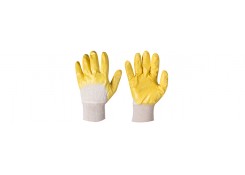 Перчатки латекс неполный облив, манжет вязаный, желтые 10"
