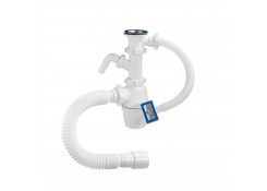 Сифон для мойки 1 1/2"х40/50 отвод, с переливом гиб.труба Orio