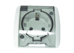 Розетка с заземлением с защитой от детей и крышкой (белая) EL-BI ALSU