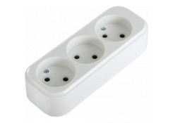Колодка розеточная 3 гнезда 2P 10А 250В белая 1000kW
