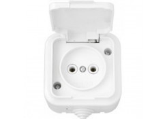 Розетка одинарная без заземления брызгозащищенный накладной белый ПРАЛЕСКА BYELECTRICA