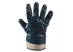 Перчатки из хлопка белые, покрытие синий нитрил полный облив, манжета крага 10" (L) Profmet