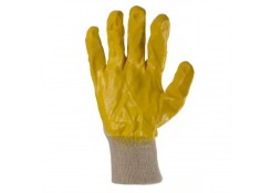 Перчатки из хлопка белые, покрытие желтый нитрил неполный облив, 10" (L) Profmet