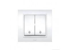 Выключатель двухклавишный проходной (белоснежная) EL-BI Zena