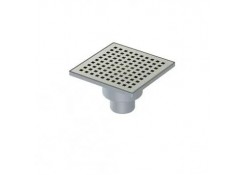 Трап для пола пластиковый с решеткой INOX, вертикальный слив, d50 мм, 150x150 мм