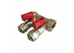 Распределительный коллектор с краном и 2-х ходовым герпексом - 3/4" Hydros