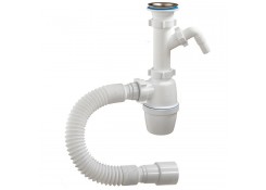 Сифон бутылочный 1 1/2"х40 мм, с одним отводом и гибкой трубой 40-40/50 Orio