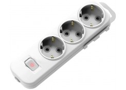 Колодка EL-BI Myra 3 гнезда c заземлением с выключателем белая