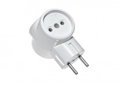 Тройник на 3 розетки 2P 10A 230V круглый белый 1000kW