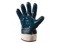 Перчатки из хлопка белые, покрытие синий нитрил полный облив, манжета крага 10" (L) Profmet