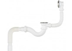 Сифон для ванны 1 1/2x40,клик-клак перелив автомат утапл.грибок метал. 40x40/50 Aquant