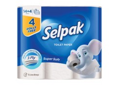 Туалетная бумага Selpak 3 слоя 14+4 рулонов