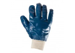 Перчатки нитрил полный облив, манжет вязаный, синие 10" (L) Lider