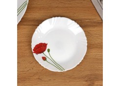 Тарелка, CELLO, Imperial Decorated Red Poppy, 19cм, Опал, Белый / Красный, C рисунком, Круглый, Глубокая тарелка