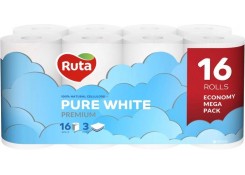Туалетная бумага Ruta Pure White 3 слоя 16 рулонов Белая